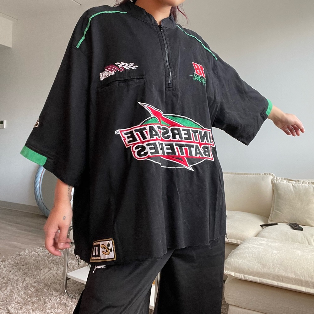Vintage Chase Authentics Black and Green Drivers Line Shirt